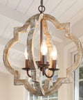 Go To Farmhouse Orb Chandelier Pendant Light With Handmade Weathered Wood Finish And Rustic Bronze Accents hanging in room