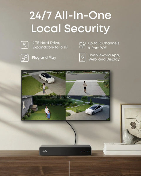 Image displaying a 4K NVR Security Camera System With PoE Wiring And 24 Seven Recording, S4 Max Triple Lens Bullet PTZ Cameras