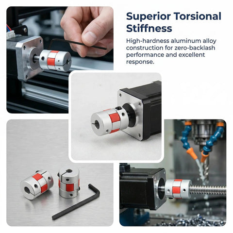 Beefy Dual Pack 5Mm To 8Mm Flexible Shaft Coupling Aluminum Plum Spider Jaw Coupler D20 L25 installed on CNC machine