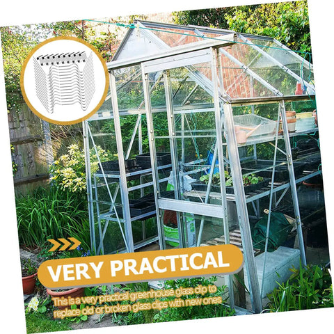 50 Piece Greenhouse Glass Fixing Clips Stainless Steel Z Type Clamps Repair Kit For Film Covering Weatherproofing Easy To Use And Carry For Greenhouse Glass Panes In Storms And High Winds Lightweight And Portable Grab And Go Ready