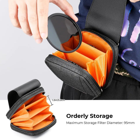 Super Handy Waterproof Camera Lens Filter Pouch Holds Up To Four 95mm ND UV CPL Solar Filters With Durable Rip Resistant Fabric