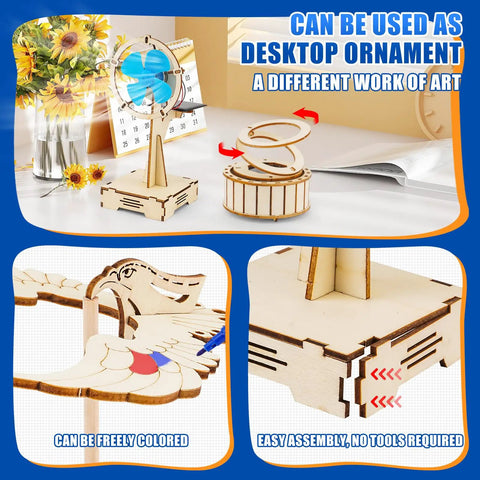 8 In 1 STEM Science Kit For Kids Aged 8 To 14 With Solar Powered Car Anti Gravity Device Telescope Periscope Dinosaur Claw And More For Hands On Fun Kid Friendly Wooden Physics Experiments For Boys And Girls showing wooden models on desk
