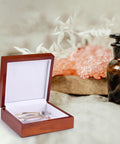 Premium Maple Wood Jewelry Box Featuring A Straight Up Killer Dhaka Rickshaw Street Scene On A Shiny Ceramic Tile Plus Extra Soft Velvet Lining For Your Big Time Treasures, open showing rings inside.