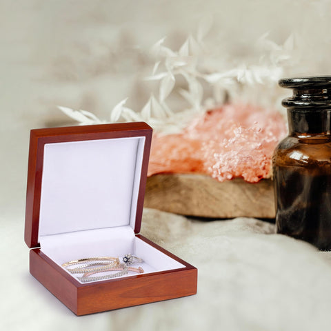 Premium Maple Wood Jewelry Box Featuring A Straight Up Killer Dhaka Rickshaw Street Scene On A Shiny Ceramic Tile Plus Extra Soft Velvet Lining For Your Big Time Treasures, open showing rings inside.