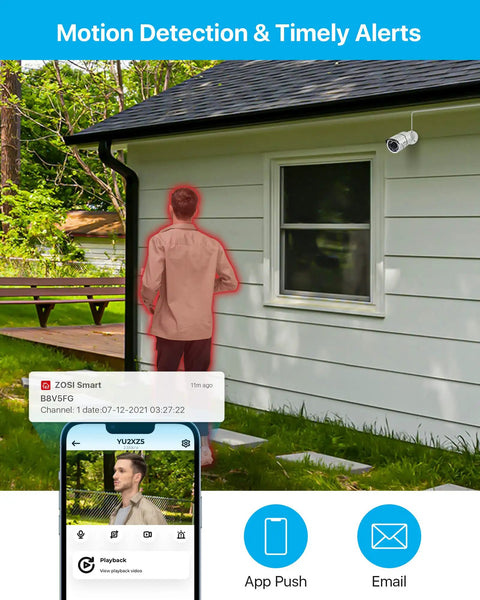 5MP PoE Bullet IP Camera With Night Vision For Outdoor and Indoor Surveillance monitoring activity by house window