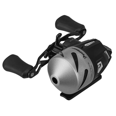 Sniper Economy Micro Spincast Reel With Clam Pack And Stainless Steel Cone, Lightning 6.2:1 Gear Ratio, 25 IPT, side view