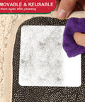 Cleaning reusable 12 Piece Rug Pad Gripper Set for hardwood floors; non slip pads and carpet tape anchors for area rugs.