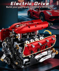 V8 Engine Model Kit That Runs With Motorized Pistons, Car Engine Building Blocks Set For STEM Learning, close-up view