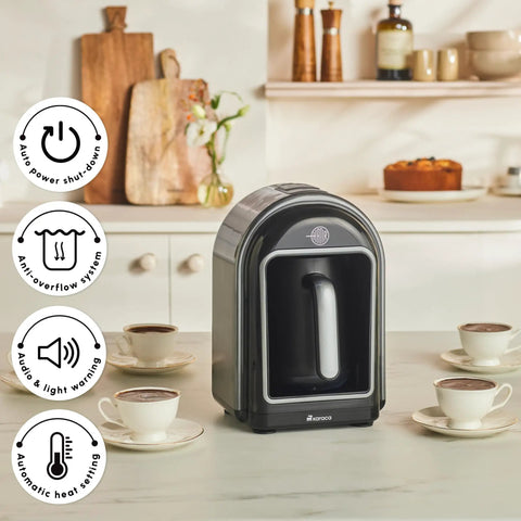Boss-Grade Turkish Coffee Maker For Five Cups With Ember Mode and Automatic Temperature Control in Galaxy Grey Finish in kitchen