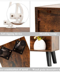Close-up details of Three Tier Cube Bookshelf With Legs In Rustic Brown Mid Century Modern Style Dope Space Saving Open Bookcase