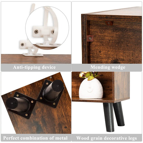 Close-up details of Three Tier Cube Bookshelf With Legs In Rustic Brown Mid Century Modern Style Dope Space Saving Open Bookcase
