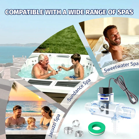 Flow Switch Replacement Part 2560 040 For Hot Tubs Fixes FLO FL1 FL2 Errors With No Sweat Install clear tee sensor with cable