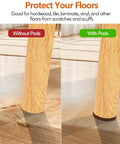 Comparative image showing 300 Piece Sweet Assorted Furniture Felt Pads Brown Non Scratch Floor Protectors on furniture legs.