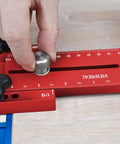 Thin Rip Jig For Table Saw With Extended Fence Guide Works With Router Tables And Saw Systems Perfect For Easy Repeating Narrow Strip Cuts And Precise Smooth Slices In Woodworking Projects, red precision tool on wood surface