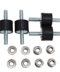 Four Pack M6 20x15mm Rubber Isolator Mounts With Double Studs, Heavy Duty Shock Absorber Dampers, Includes Eight Lock Nuts