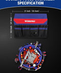 Top view of Bucket Tool Organizer With 51 Pockets fits 3.5 to 5-gallon buckets, showing tools inside, waterproof tear-proof 600D polyester.
