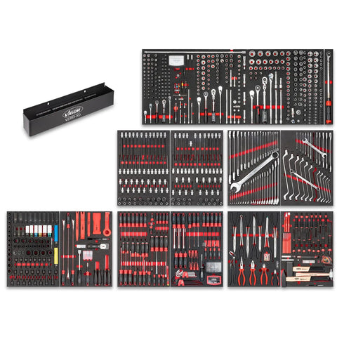 Extra Big Heavy Duty Beefy Rolling Tool Cabinet With Stainless Steel Workbench Top Includes 929 Piece Professional Socket Wrench Set tools organized in drawers