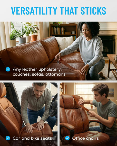 Leather Repair Tape Whiskey Self Adhering Patch For Couches Sofas Car Seats And Upholstery Realistic Faux Leather Repair Kit