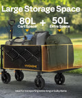Collapsible Heavy Duty Utility Wagon With Tailgate And Cup Holders 130L Capacity 320 Lb Load All Terrain Wheels in use outdoors