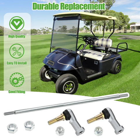 Must-Have Golf Cart Tie Rod Assembly Left And Right For EZGO Gas And Electric Carts 2001 Up 26 Inch Fits TXT Shuttle ST Express And More With Part Numbers 70876-G02 70902-G01 70902-G02 01069-G01 01069-G02 on EZGO cart, 26-inch steel linkage with ends and nuts