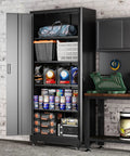 73 Inch Rolling Storage Cabinet With Locking Doors And Four Adjustable Shelves, Heavy Duty Metal Garage Storage Cabinet On Wheels
