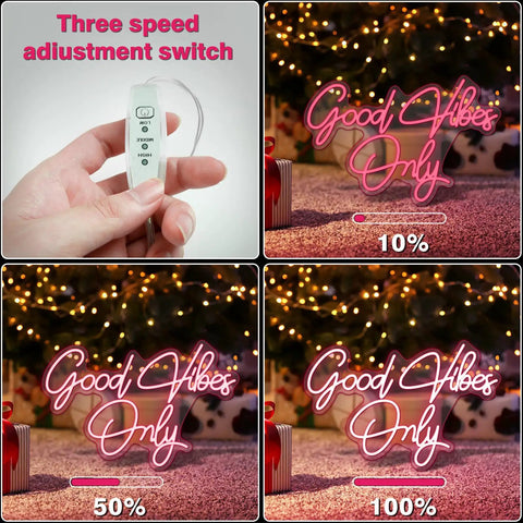 Good Vibes Only LED Neon Sign Light Wall Art with three speed adjustment switch for home pub club party Christmas decor