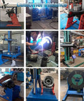 Heavy Duty Rotary Welding Positioner With 180 Millimeter Tilt Table For Smoke Metal Flanges And Steel Pipes Under Ten Kilos in use in various shop settings.