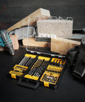 Badass 105 Piece Titanium Drill Bit Set With High Speed Steel Screwdriver Bits And Countersink Tool No Nonsense Design showcased in organizer case.