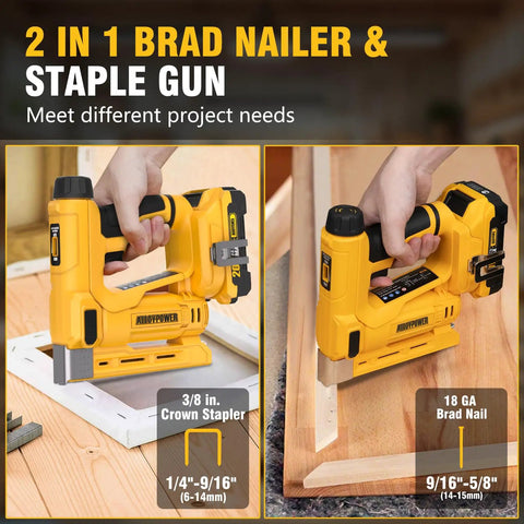 Built Tough 18 Gauge Cordless Brad Nailer And Crown Stapler Kit With 2Ah Battery And Charger, Straight Shooting Zero Hassle Power Tool For Upholstery And Home Diy Projects Plus Two Thousand Fasteners Included