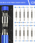 All-In-One Pen Style Precision Screwdriver Set With 12 Double-Ended Bits S2 Steel For Eyeglasses, Watches, Jewelry And Electronics
