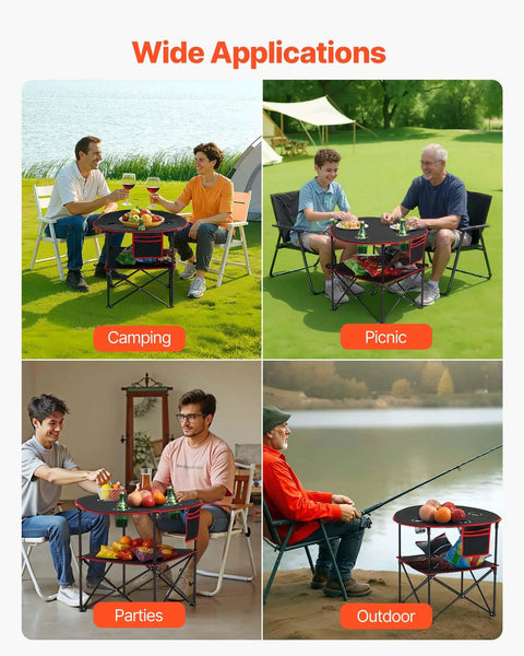 Folding Camping Table For Outdoor Adventures Portable Lightweight Picnic Table With 66 Lb Capacity Waterproof 600D Oxford Fabric