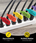 Medium Multi Color Cable Labels 30 Pack Write On Cord Tags For Wire Management And Easy Identification Of Cords, Cables, Wires, And Electronics For Home, Office, And IT Gear Organization on labeled power cords