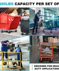 Heavy Duty Casters Featuring Smooth Ride Bearings, Rock Solid Cast Iron Base With Thick Rubber Tires For Dumpsters in use with 4400lb capacity.