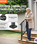 Heavy Duty Carbon Steel Outdoor Stair Handrail Kit Featuring Classic Retro Arch Design installed on steps with rounded finish and strong load capacity.