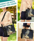Woman holding Owl Desert Landscape Insulated Lunch Bag For Women Large Leakproof Portable Cooler Tote