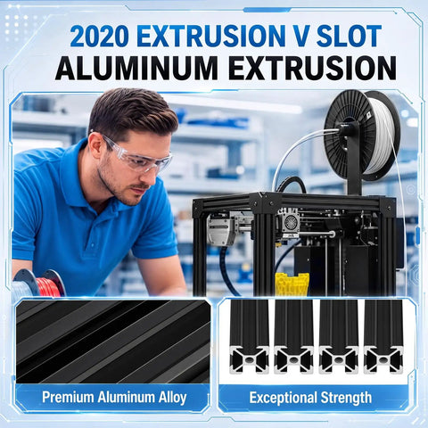 7 Pack 400mm Aluminum Extrusions With V Slot Gantry Rails, Rod Plates, Wheel Modules, And Universal 90 Degree Foldable Motorcycle And Bicycle Folding Foot Pegs For DIY 3D Printer And CNC Machine Projects. 2020 V-slot aluminum extrusion for 3D printer frame