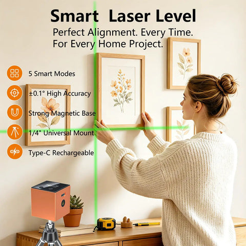 Super Bright 5 In 1 Digital Laser Level Dead Nuts Accurate Plus Point One Degree Electronic Protractor Shooting Crisp Green And Red Cross Lines Usb C Rechargeable