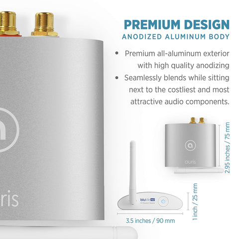 Close-up of premium all-aluminum Long Range Bluetooth 5.3 Music Receiver With Audiophile DAC LDAC And AptX HD design