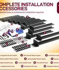 Heavy Duty Fence Post Repair Kit 6 Piece Set including brackets, screws, gloves, and tools for easy installation.