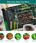 Seed Starter Tray Kit No Fuss With Heat Mat And Grow Light, 5 Pack Seedling Trays, gardening tools and soil setup