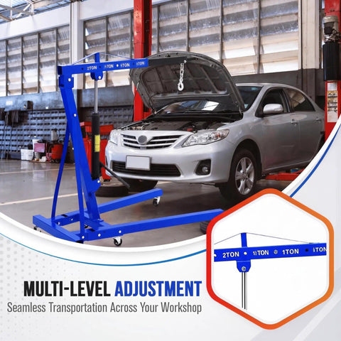 2 Ton Engine Hoist Foldable Cherry Picker For Auto Shop Heavy Duty Hydraulic Engine Lift Crane lifting car in garage