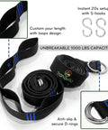 Tree straps with 1000 lbs capacity, secure D-rings and S-hooks for Hanging Hammock Chair For Patio With Plush Headrest.