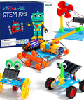 4-In-1 Solar Robot Kit For Kids Ages 8-12, STEM Toys For Boys And Girls, Solar Powered Fan Car And Robot, Pulley Powered Tank, Hands-On Electricity, Mechanics And Engineering Projects For Real World Learning. Displayed with fan, car, robot, tank