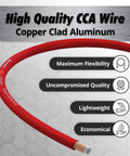 Beefy 10 Gauge 25 Foot Copper Clad Aluminum Automotive Wire For Power And Ground Battery Cable Car Audio Speaker Stereo Amp Ready RV Trailer Wiring Welding Cable CCA Wire red 10 AWG CCA wire