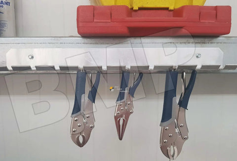 Heavy Duty Aluminum Tool Holder to Keep Your Welding Vise Clamp Pry Bar and More Sorted, 9 Slot Tool Rack in garage