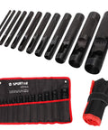 12 Piece Hollow Punch Set 1/8 To 3/4 Inch Built Tough Carbon Steel Leather Hole Punch Kit with Storage Bag displayed on white background
