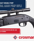 Variable Pump Action Air Rifle 177 Caliber With Dual Ammo System BB Reservoir And Pellet Loader 4x15 Scope Black close-up.