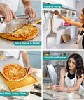 Aluminum Pizza Peel And Rocker Cutter Set 12 By 14 Inch With Foldable Wooden Handle Lightweight Stainless Steel Finish Pizza Paddle For Oven And Outdoor Pizza Maker No Fuss Sliding And Lifting Includes Storage Bag