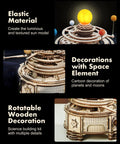 Dope 3D Wooden Orrery Solar System Puzzle Kit For Adults And Teens With Interlocking Gears And A Luminous Sun Lamp A Fun Educational Astronomy Build That's Perfect For Father's Day Gift., wooden orrery with glowing sun and planet models