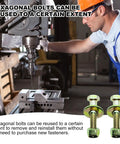Beefy Half Inch Hex Head Bolt With Nylon Lock Nut And Large Washer Kit In Colored Galvanized Alloy Steel Grade Five Four Pack For Heavy Duty Projects And Reliable Fastening on drill press